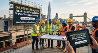 £68,000 Civil Engineer Jobs in the UK with Skilled Worker Visa Sponsorship